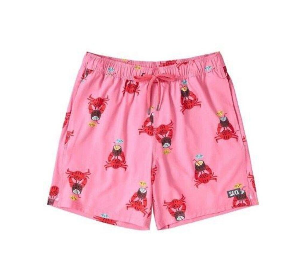 SAXX Oh Buoy 7” 2N1 BallPark Pouch Swim Trunks Crab Cocktail Medium